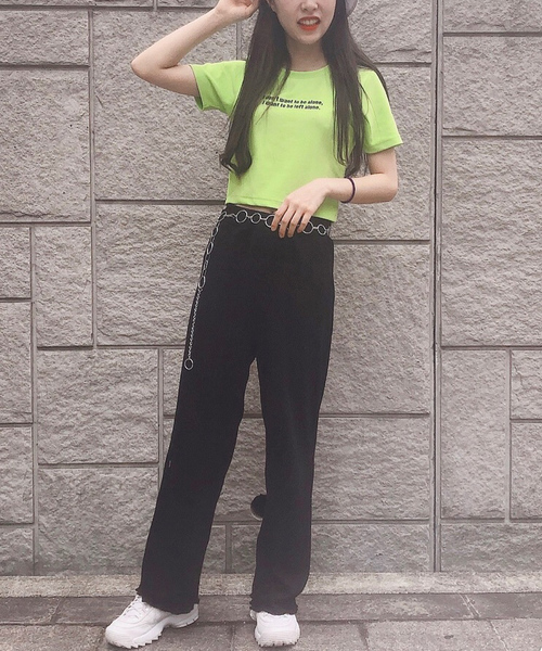 WEGO（ウィゴー）の「WEGO/ロゴUネックショートTシャツ（Tシャツ/カットソー・レディース・ライム/パープル/ホワイト・FREE）」の19枚目の写真