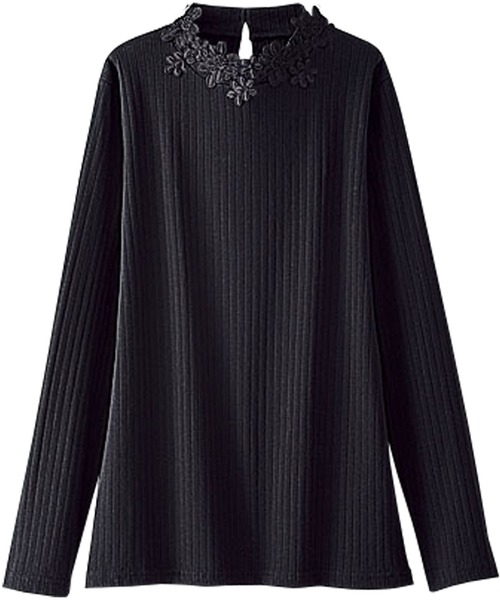 BELLUNA(ベルーナ)の「花モチーフレース使いプルオーバー(Tシャツ/カットソー・レディース・ホワイト/杢グレー/ローズ/グレイッシュブルー/レッド系その他/ブラック・LARGE/X-LARGE/MEDIUM/XX-LARGE/XXX-LARGE/XXXX-LARGE)」の3枚目の写真