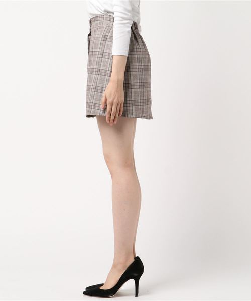 DING(ディング)の「DING/チェック柄ミニスカパン(スカート・レディース・ブラウン/グレー・FREE)」の5枚目の写真