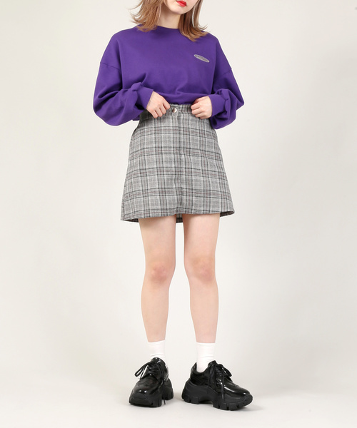 DING(ディング)の「DING/チェック柄ミニスカパン(スカート・レディース・ブラウン/グレー・FREE)」の7枚目の写真