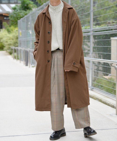 kutir（クティール）の「ビッグステンカラーコート（その他アウター・メンズ・ブラック/ダークブラウン/モカ/ベージュ・MEDIUM/LARGE）」の4枚目の写真