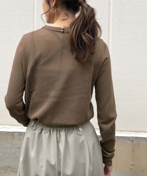 &g'aime（アンジェム）の「【&g'aime】シアーハイネックニット/シースルーロングTシャツ（ニット/セーター・レディース・ホワイト/ブラック/ブラウン・FREE）」の3枚目の写真