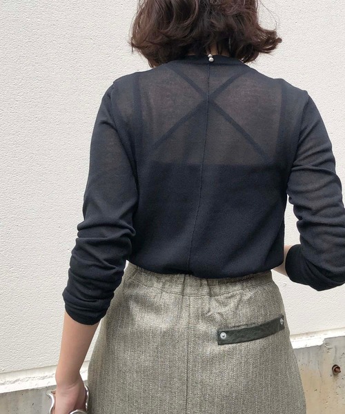 &g'aime（アンジェム）の「【&g'aime】シアーハイネックニット/シースルーロングTシャツ（ニット/セーター・レディース・ホワイト/ブラック/ブラウン・FREE）」の11枚目の写真