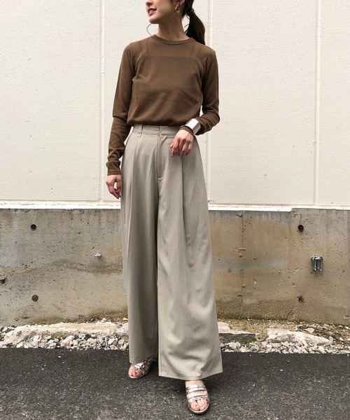 &g'aime（アンジェム）の「【&g'aime】シアーハイネックニット/シースルーロングTシャツ（ニット/セーター・レディース・ホワイト/ブラック/ブラウン・FREE）」の12枚目の写真