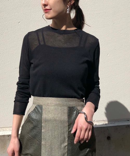 &g'aime（アンジェム）の「【&g'aime】シアーハイネックニット/シースルーロングTシャツ（ニット/セーター・レディース・ホワイト/ブラック/ブラウン・FREE）」の22枚目の写真