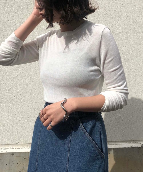 &g'aime（アンジェム）の「【&g'aime】シアーハイネックニット/シースルーロングTシャツ（ニット/セーター・レディース・ホワイト/ブラック/ブラウン・FREE）」の18枚目の写真