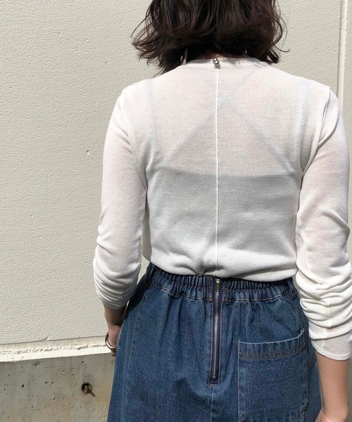 &g'aime（アンジェム）の「【&g'aime】シアーハイネックニット/シースルーロングTシャツ（ニット/セーター・レディース・ホワイト/ブラック/ブラウン・FREE）」の17枚目の写真
