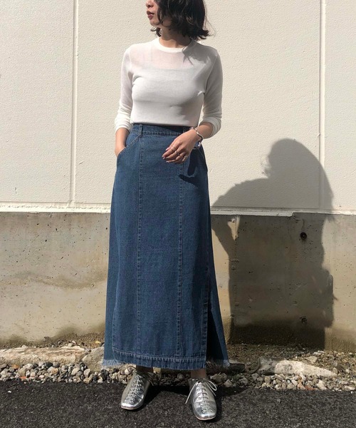 &g'aime（アンジェム）の「【&g'aime】シアーハイネックニット/シースルーロングTシャツ（ニット/セーター・レディース・ホワイト/ブラック/ブラウン・FREE）」の21枚目の写真