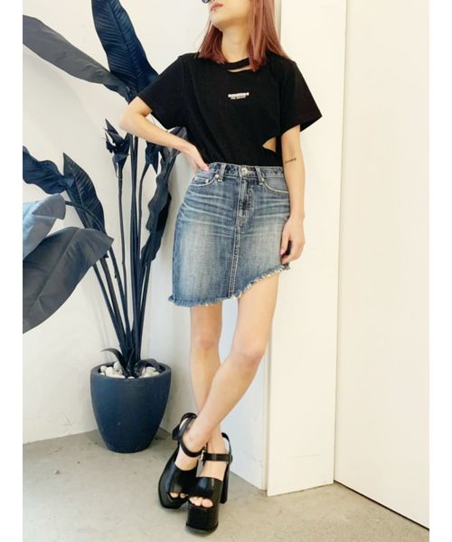 GYDA（ジェイダ）の「Shark damegeデニムスカートライクショーパン（デニムスカート・レディース・ブルー/ライトブルー・SMALL/MEDIUM）」の6枚目の写真