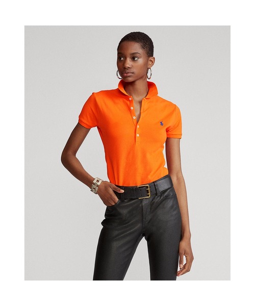 POLO RALPH LAUREN(ポロ ラルフ ローレン)の「スリム フィット ストレッチ ポロシャツ(ポロシャツ・レディース・オレンジ・SMALL/X-SMALL/X-LARGE/LARGE/MEDIUM)」の1枚目の写真