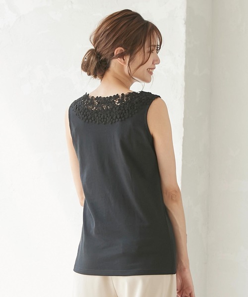 KOBE LETTUCE（コウベレタス）の「フラワーレースタンクトップ（タンクトップ・レディース・オフホワイト/ブラック/ブラウン系その他/カーキ/ネイビー/ダークネイビー・S/M/L/XL/XXL）」の2枚目の写真