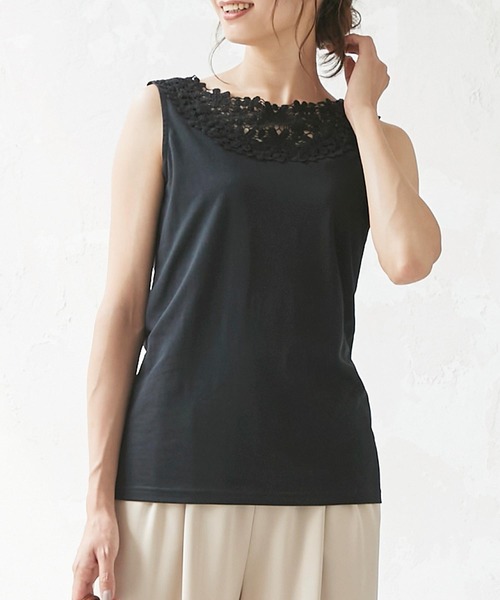 KOBE LETTUCE（コウベレタス）の「フラワーレースタンクトップ（タンクトップ・レディース・オフホワイト/ブラック/ブラウン系その他/カーキ/ネイビー/ダークネイビー・S/M/L/XL/XXL）」の8枚目の写真