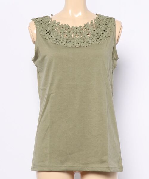 KOBE LETTUCE（コウベレタス）の「フラワーレースタンクトップ（タンクトップ・レディース・オフホワイト/ブラック/ブラウン系その他/カーキ/ネイビー/ダークネイビー・S/M/L/XL/XXL）」の11枚目の写真