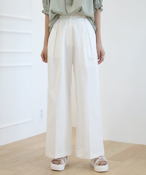 コットン ピンタック ワイド ロング パンツ スラックス By Muni R バイ ムニール のファッション通販 Zozotown