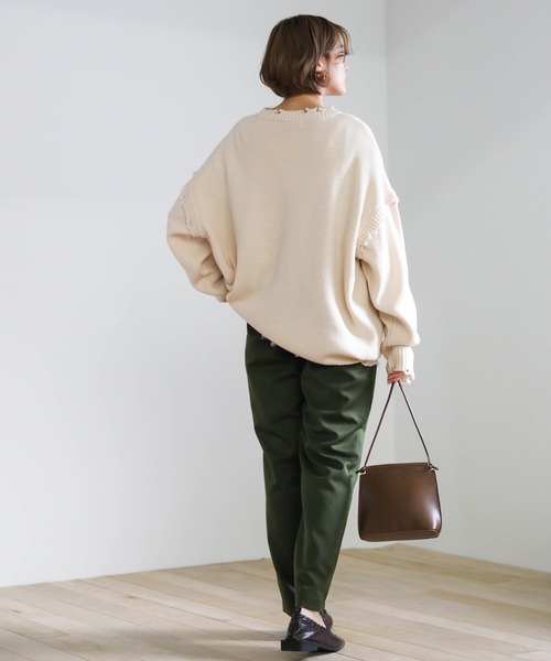 select MOCA(セレクトモカ)の「クラッシュデザインオーバーニット(ニット/セーター・レディース・ダークブラウン/オフホワイト/テラコッタ・FREE)」の11枚目の写真