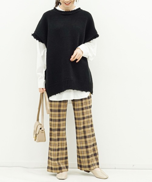 archives（アルシーヴ）の「チェックバックスリットパンツ（その他パンツ・レディース・ベージュ/ネイビー/ブラウン・MEDIUM）」の9枚目の写真