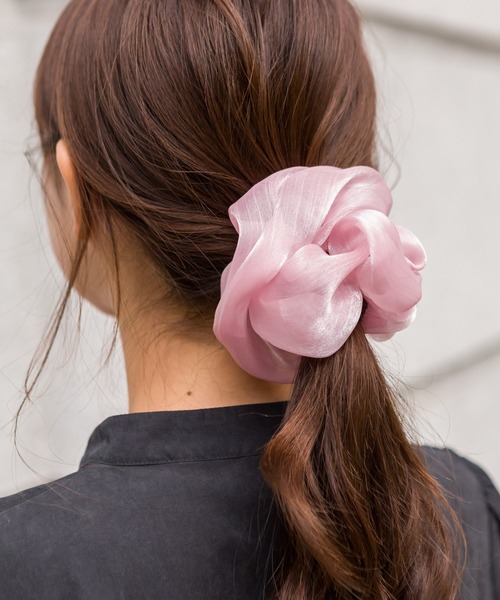 SpRay（スプレイ）の「オーガンジーシュシュ（シュシュ・レディース・ブルー系その他/サックスブルー/チャコールグレー/ブラック/ピンク・FREE）」の6枚目の写真