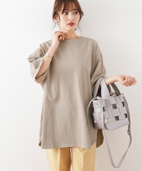 Futier land(フューティアランド)の「ラウンドカットBIGTシャツ(Tシャツ/カットソー・レディース・ホワイト/チャコールグレー/パープル/ブラウン/ミント/グレイッシュベージュ・MEDIUM)」の7枚目の写真