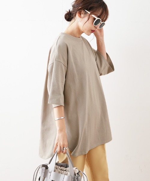 Futier land(フューティアランド)の「ラウンドカットBIGTシャツ(Tシャツ/カットソー・レディース・ホワイト/チャコールグレー/パープル/ブラウン/ミント/グレイッシュベージュ・MEDIUM)」の15枚目の写真