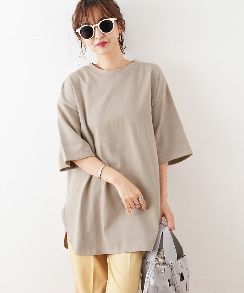 Futier land(フューティアランド)の「ラウンドカットBIGTシャツ(Tシャツ/カットソー・レディース・ホワイト/チャコールグレー/パープル/ブラウン/ミント/グレイッシュベージュ・MEDIUM)」の8枚目の写真
