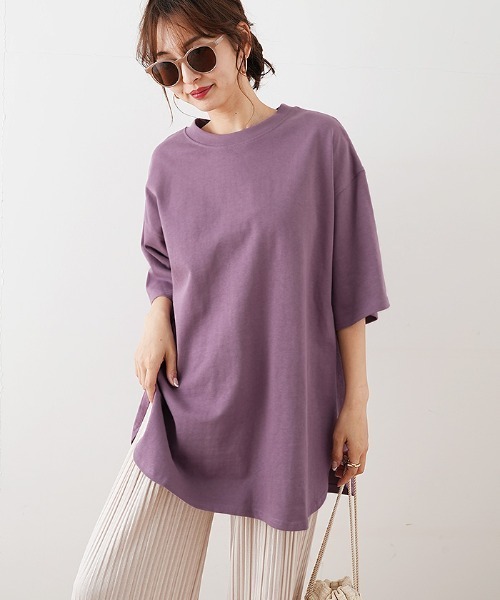 Futier land(フューティアランド)の「ラウンドカットBIGTシャツ(Tシャツ/カットソー・レディース・ホワイト/チャコールグレー/パープル/ブラウン/ミント/グレイッシュベージュ・MEDIUM)」の16枚目の写真