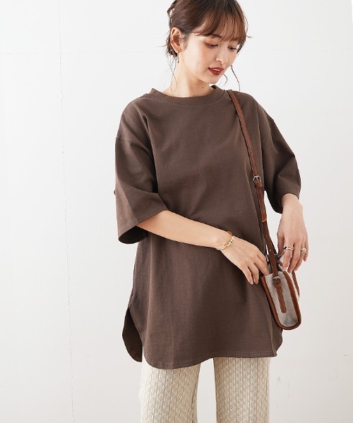 Futier land(フューティアランド)の「ラウンドカットBIGTシャツ(Tシャツ/カットソー・レディース・ホワイト/チャコールグレー/パープル/ブラウン/ミント/グレイッシュベージュ・MEDIUM)」の9枚目の写真