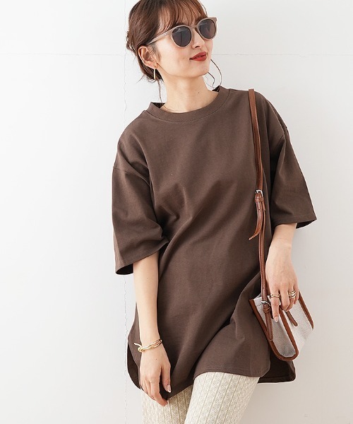 Futier land(フューティアランド)の「ラウンドカットBIGTシャツ(Tシャツ/カットソー・レディース・ホワイト/チャコールグレー/パープル/ブラウン/ミント/グレイッシュベージュ・MEDIUM)」の17枚目の写真