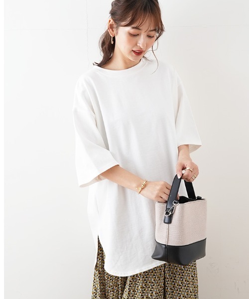 Futier land(フューティアランド)の「ラウンドカットBIGTシャツ(Tシャツ/カットソー・レディース・ホワイト/チャコールグレー/パープル/ブラウン/ミント/グレイッシュベージュ・MEDIUM)」の18枚目の写真
