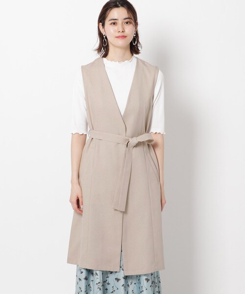 THE SHOP TK （ザ ショップ ティーケー ）の「◆麻調ツイルロングジレ（ベスト・レディース・ベージュ/ネイビー・12/13）」の3枚目の写真