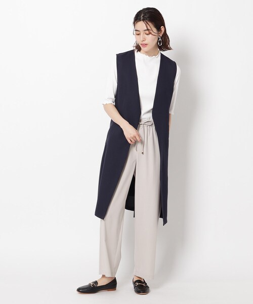 THE SHOP TK （ザ ショップ ティーケー ）の「◆麻調ツイルロングジレ（ベスト・レディース・ベージュ/ネイビー・12/13）」の4枚目の写真