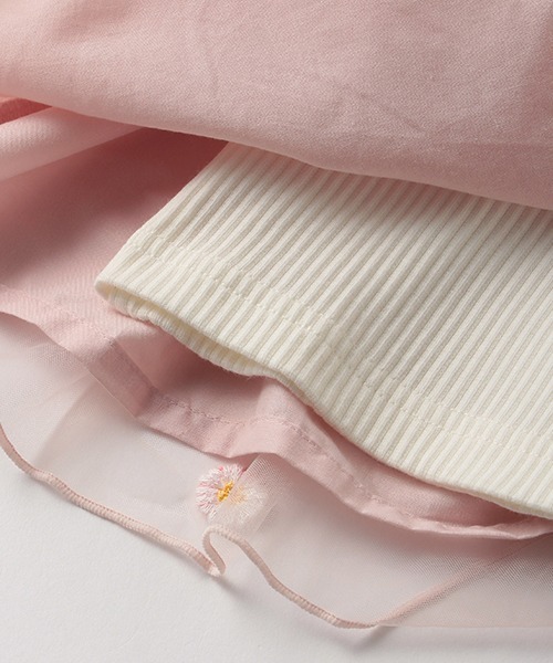 petit main（プティマイン）の「マーガレットチュールドッキングTシャツ（Tシャツ/カットソー・キッズ・クリーム/ライトピンク/ライトグレー・110cm/120cm/100cm/90cm/130cm/80ｃｍ）」の11枚目の写真