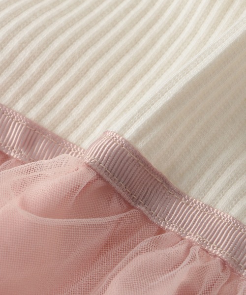 petit main（プティマイン）の「マーガレットチュールドッキングTシャツ（Tシャツ/カットソー・キッズ・クリーム/ライトピンク/ライトグレー・110cm/120cm/100cm/90cm/130cm/80ｃｍ）」の10枚目の写真