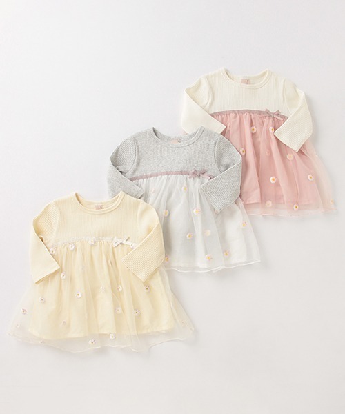 petit main（プティマイン）の「マーガレットチュールドッキングTシャツ（Tシャツ/カットソー・キッズ・クリーム/ライトピンク/ライトグレー・110cm/120cm/100cm/90cm/130cm/80ｃｍ）」の13枚目の写真