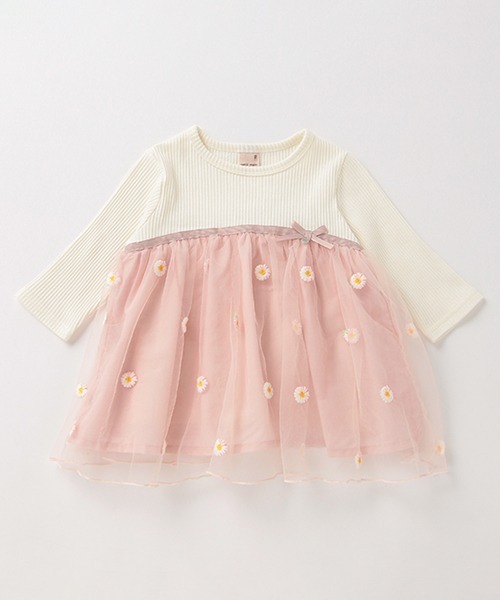 petit main（プティマイン）の「マーガレットチュールドッキングTシャツ（Tシャツ/カットソー・キッズ・クリーム/ライトピンク/ライトグレー・110cm/120cm/100cm/90cm/130cm/80ｃｍ）」の14枚目の写真