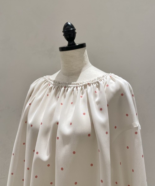 BEARDSLEY(ビアズリー)の「ドットギャザーブラウス(シャツ/ブラウス・レディース・ブラック/ピンク・FREE)」の7枚目の写真