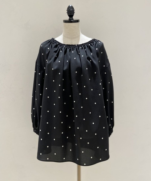 BEARDSLEY(ビアズリー)の「ドットギャザーブラウス(シャツ/ブラウス・レディース・ブラック/ピンク・FREE)」の4枚目の写真