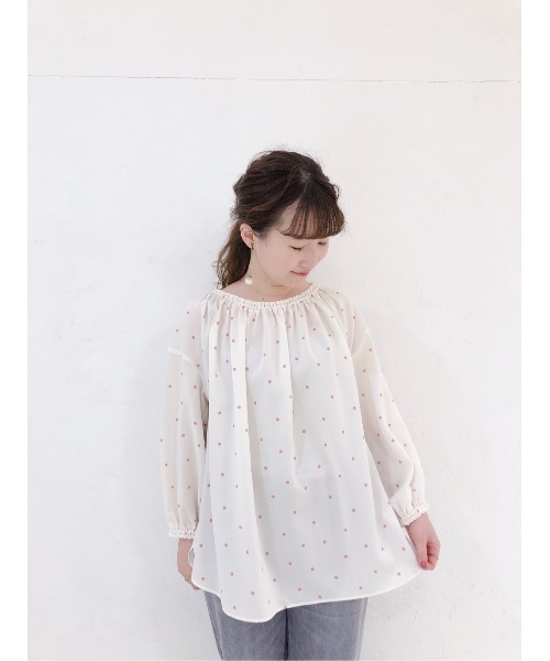 BEARDSLEY(ビアズリー)の「ドットギャザーブラウス(シャツ/ブラウス・レディース・ブラック/ピンク・FREE)」の12枚目の写真