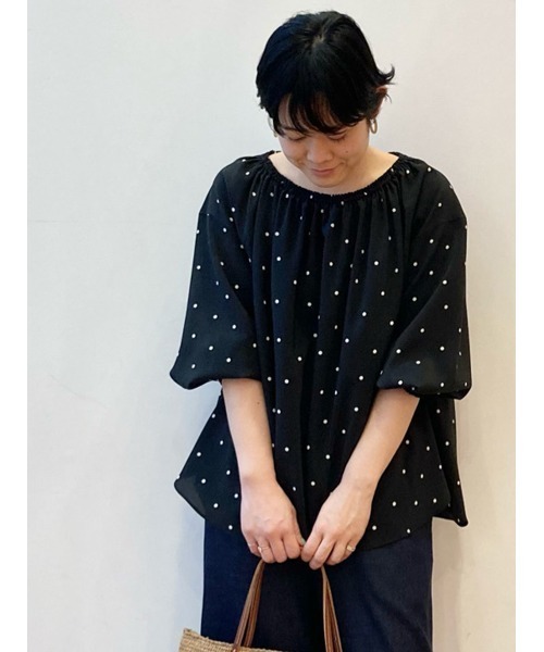 BEARDSLEY(ビアズリー)の「ドットギャザーブラウス(シャツ/ブラウス・レディース・ブラック/ピンク・FREE)」の16枚目の写真