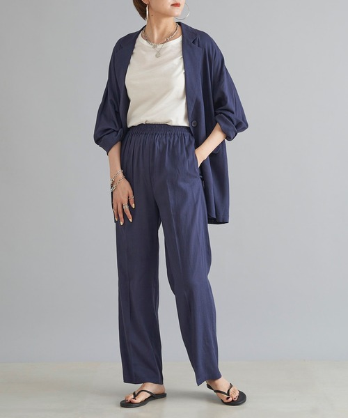 DouDou(ドゥドゥ)の「【WEB限定】ジャケット+パンツ セットアップ(セットアップ・レディース・ベージュ/グリーン/ネイビー・FREE)」の3枚目の写真