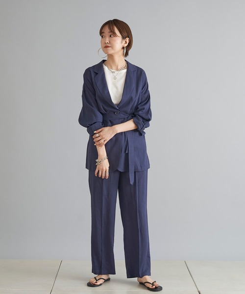 DouDou(ドゥドゥ)の「【WEB限定】ジャケット+パンツ セットアップ(セットアップ・レディース・ベージュ/グリーン/ネイビー・FREE)」の13枚目の写真