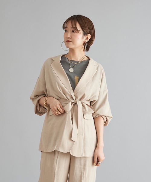 DouDou(ドゥドゥ)の「【WEB限定】ジャケット+パンツ セットアップ(セットアップ・レディース・ベージュ/グリーン/ネイビー・FREE)」の17枚目の写真