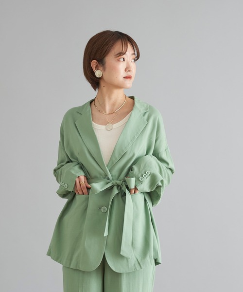 DouDou(ドゥドゥ)の「【WEB限定】ジャケット+パンツ セットアップ(セットアップ・レディース・ベージュ/グリーン/ネイビー・FREE)」の18枚目の写真