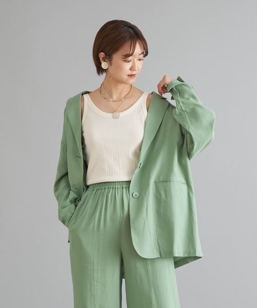 DouDou(ドゥドゥ)の「【WEB限定】ジャケット+パンツ セットアップ(セットアップ・レディース・ベージュ/グリーン/ネイビー・FREE)」の7枚目の写真