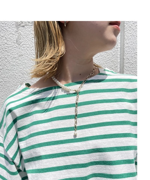 CIAOPANIC（チャオパニック）の「パール×チェーンネックレス（ネックレス・レディース・オフホワイト・FREE）」の4枚目の写真