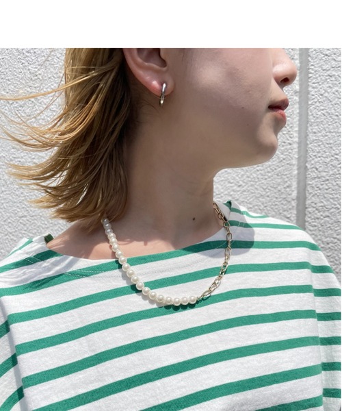CIAOPANIC（チャオパニック）の「パール×チェーンネックレス（ネックレス・レディース・オフホワイト・FREE）」の5枚目の写真