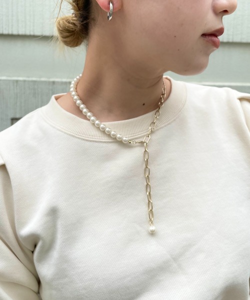CIAOPANIC（チャオパニック）の「パール×チェーンネックレス（ネックレス・レディース・オフホワイト・FREE）」の8枚目の写真