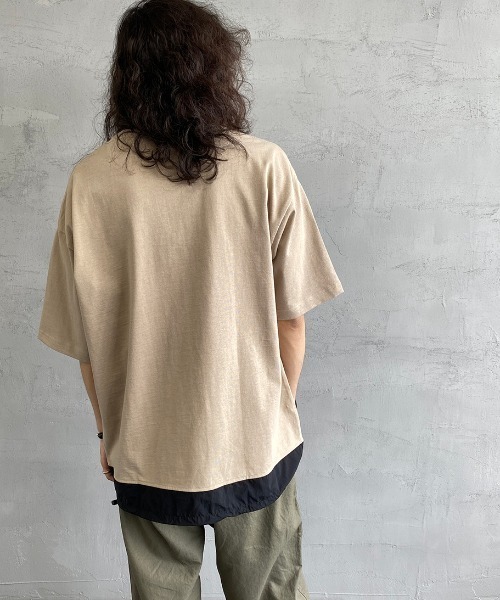 UNIVERSAL OVERALL（ユニバーサルオーバーオール）の「[UNIVERSAL OVERALL/ユニバーサルオーバーオール] 別注  バイカラー ビッグシルエットTシャツ（Tシャツ/カットソー・レディース・グレー/ホワイト/ブラック/ベージュ・L/S/M）」の14枚目の写真