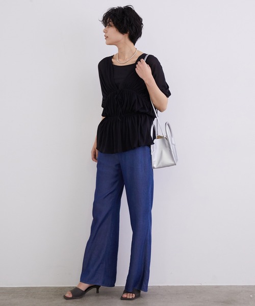 MADEMOISELLE ROPE'（マドモアゼル ロペ）の「アウトステッチフェイクスウェードミュールサンダル（サンダル・レディース・パープル/ダークブラウン・37.5/35.5/36.5）」の20枚目の写真