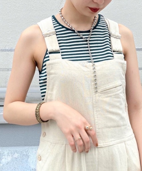 CIAOPANIC（チャオパニック）の「ボーダーアメスリタンクトップ（タンクトップ・レディース・ネイビー/グリーン・FREE）」の2枚目の写真