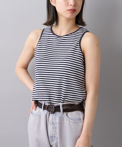 CIAOPANIC（チャオパニック）の「ボーダーアメスリタンクトップ（タンクトップ・レディース・ネイビー/グリーン・FREE）」の8枚目の写真
